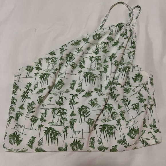NWT Abercrombie & Fitch Tropical One Shoulder Shirt - Picture 1 of 6